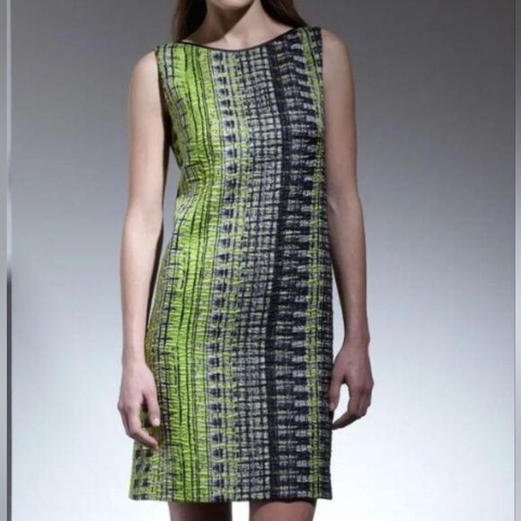 Size 12 Elie Tahari Sleeveless Midi/Mini Bright Neon Dress - Picture 1 of 11